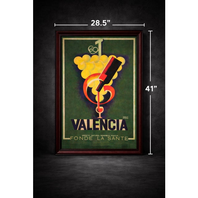 Art Deco Vintage “Cognac Jacquet” Advertising Poster — French Art Deco Style Framed Wall Art (Peacock Motif) For Sale - Image 3 of 5