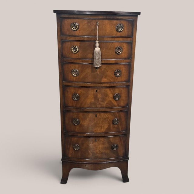 Tall Regency Mahogany Bow Front Chest of Drawers, 1910s For Sale - Image 15 of 15