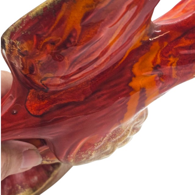 Ceramic Mid-Century Modern Orange Ceramic Phoenix Sculpture With Gilded Detailing – Hollywood Regency Style For Sale - Image 7 of 8