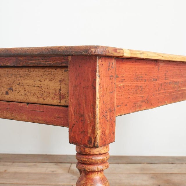 Antique Victorian Pine Farmhouse Kitchen Table For Sale - Image 6 of 13