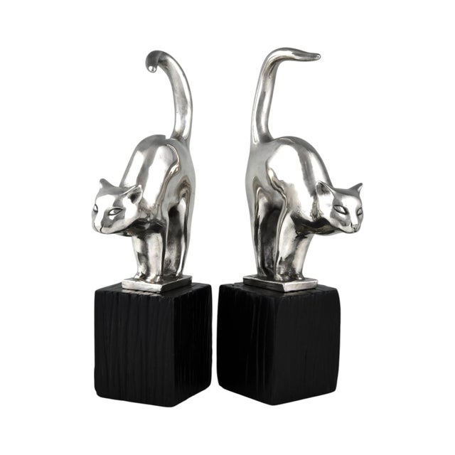 Art Deco Bronze Cat Bookends by Amadeo Gennarelli, 1925, Set of 2 For Sale - Image 3 of 11