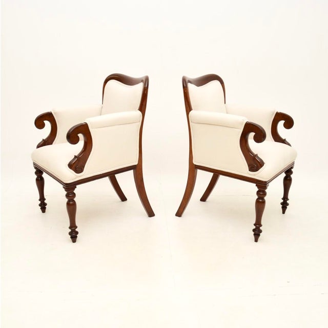 Antique William IV Armchairs, 1830s, Set of 2 For Sale - Image 3 of 11