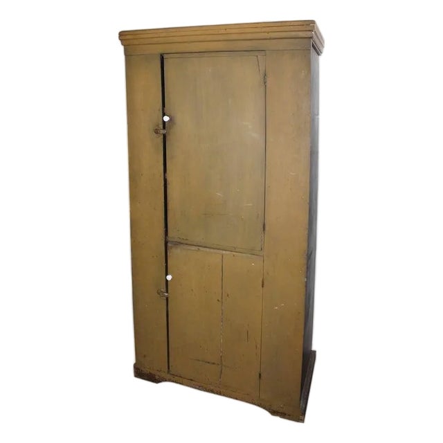19th Century New England Original Painted Two-Door Wall Cupboard For Sale