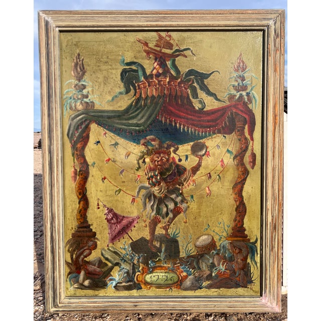 18th-Century Style Chinoiserie Commedia Dell'Arte Oil Painting in the Manner of Andien De Clermont Early 20th Century For Sale - Image 4 of 15