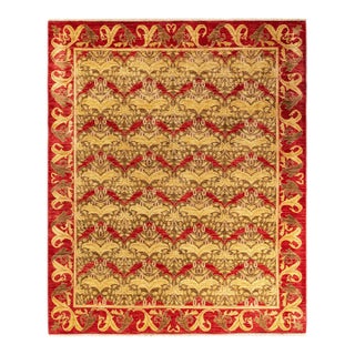 Arts & Crafts, One-of-a-Kind Hand-Knotted Area Rug - Green, 8' 1" x 9' 7" For Sale