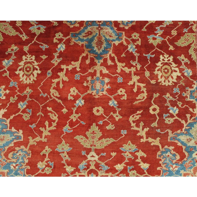 Antique Persian Sultanabad Carpet, Handmade Oriental Rug, Red, Light Blue & Gold For Sale - Image 14 of 18