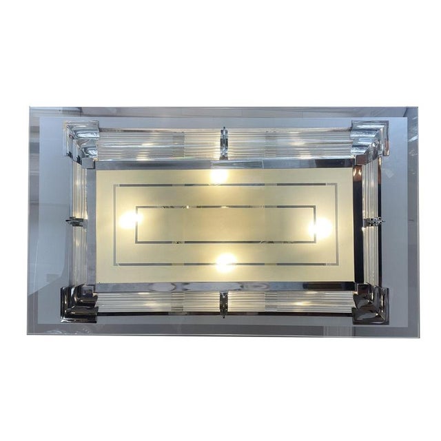 Large Petitot ceiling lamp France around 1930. Brass with original nickel plating and glass rods. Height: 47.5cm | Width:...