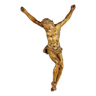 Carved and Lacquered Wooden Crucifix For Sale