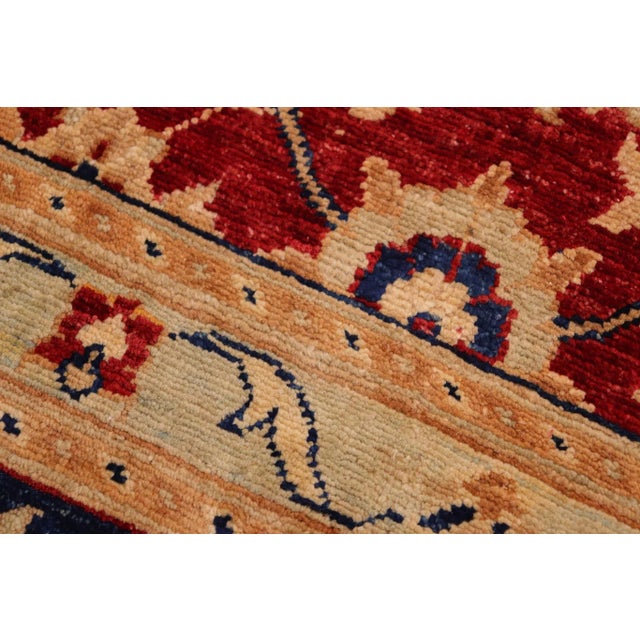 Classic Ziegler Red Blue Hand-Knotted Wool Rug - 9'11'' X 14'2'' For Sale In New York - Image 6 of 8