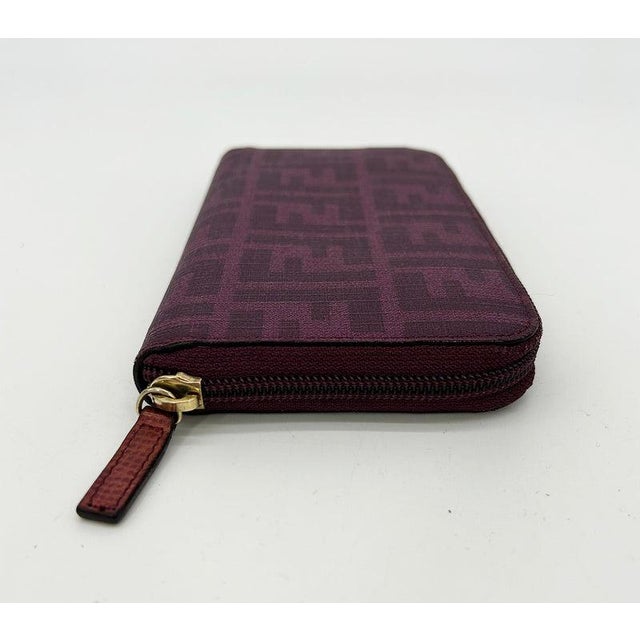 Fendi Mid 20th Century Fendi Purple Zucca Coated Canvas Long Wallet For Sale - Image 4 of 11