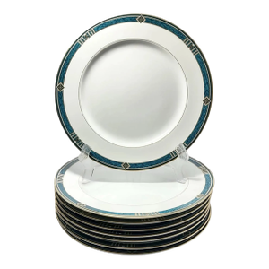 1990s Wedgwood “Kenyon” Set of 8 Porcelain Dinner Plates