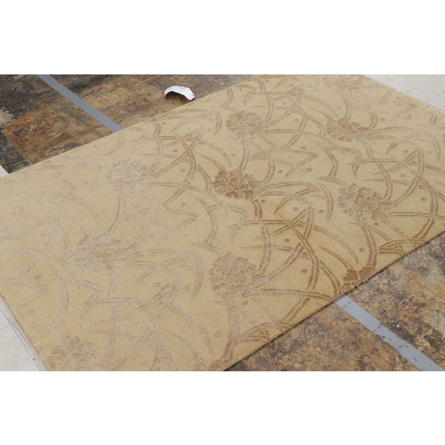 Art Deco Rug & Kilim’s Modern Art Deco Style Rug in Gold With Floral Patterns For Sale - Image 3 of 9