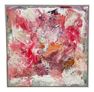 Felix Bachmann, Abstract Composition in Red and White, 2024, Mixed Media