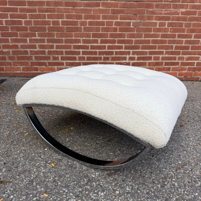 Metal Vintage “Ellipse” Rocking Lounge Chair and Ottoman, Attributed to Renato Zevi for Selig 1970s For Sale - Image 7 of 12