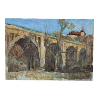 Early 21st Century Connecticut Avenue Bridge Oil Painting on Board For Sale