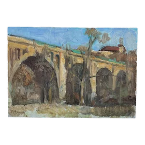 Early 21st Century Connecticut Avenue Bridge Oil Painting on Board
