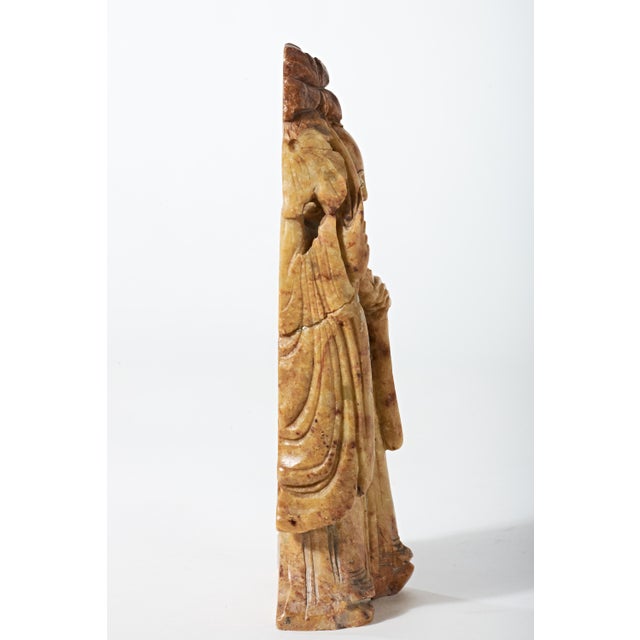 Early 20th Century Early 20th Century Carved Jade Sculpture of Smiling Chinese Wise Man For Sale - Image 5 of 16