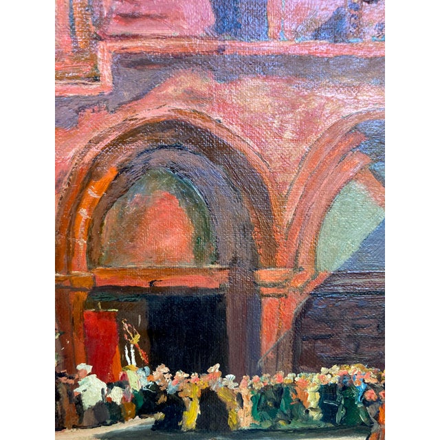 Vintage Oil Painting of European Architecture, Framed For Sale In Los Angeles - Image 6 of 11