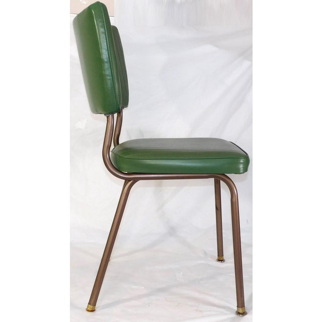 Restored Vintage Cosco Metal Chairs With Dark Sage Green Vinyl Upholstery For Sale - Image 13 of 15