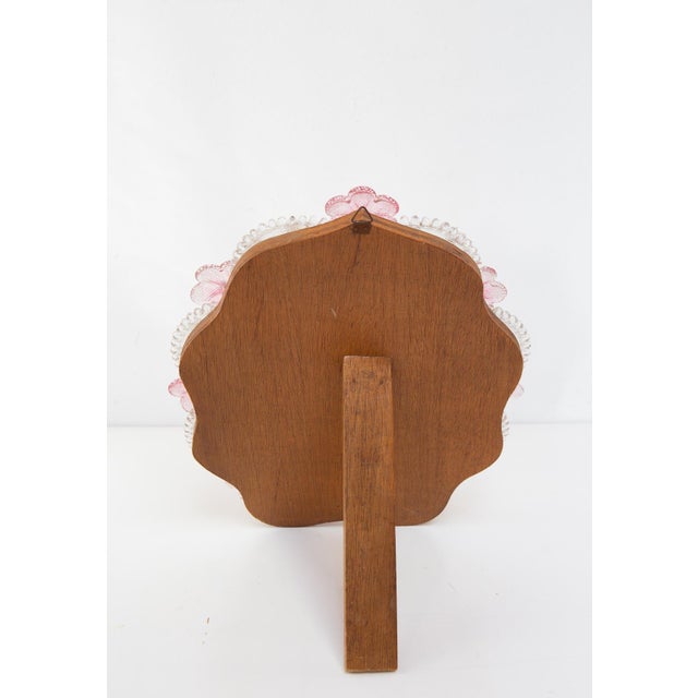Small Murano Glass Mirror with Pink Flowers, 1950s For Sale - Image 4 of 6