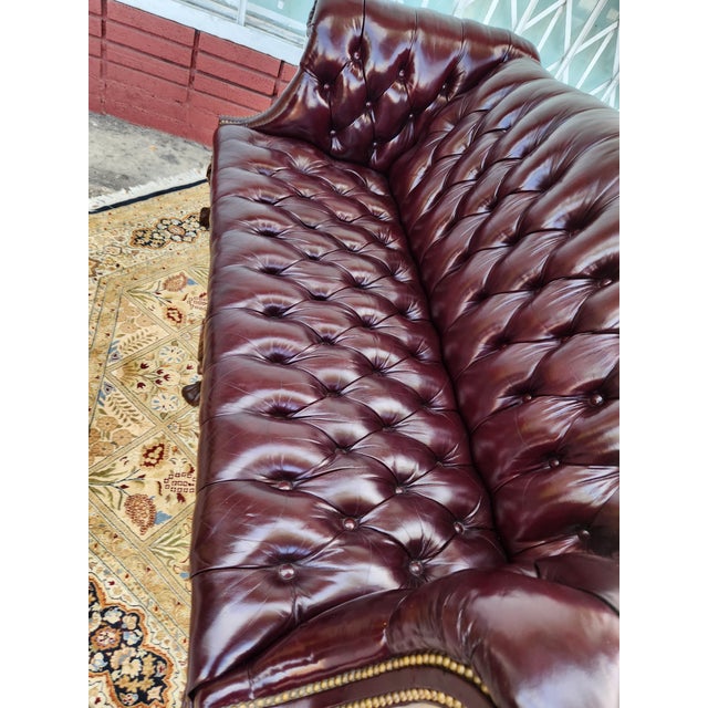 Animal Skin Vintage Chesterfield Tufted Leather Loveseat For Sale - Image 7 of 12