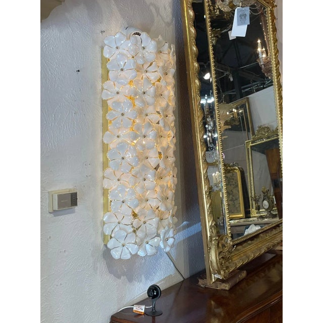 Early 21st Century Pair of Large Scale Modern Murano Flower Sconces For Sale - Image 5 of 8