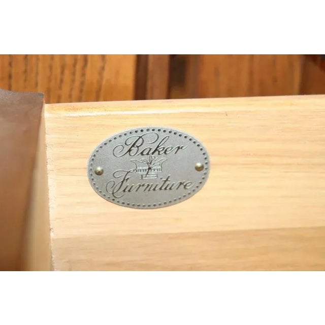 Brown Baker Solid Oak Country French Breakfront China Cabinet with Desk Lighted For Sale - Image 8 of 13