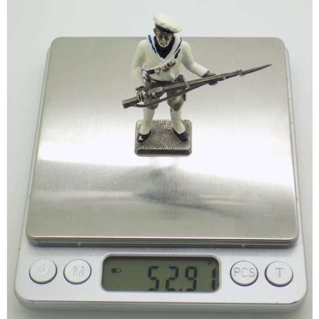 Vintage Italian Genuine Silver 1911 Royal Navy Sailor Combat Rare Figurine Made in Milan For Sale - Image 12 of 13