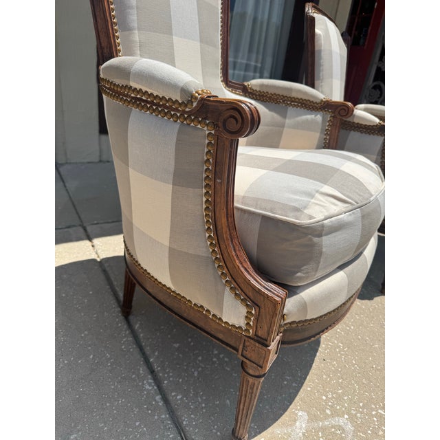 French 19th Century Buffalo Check French Chairs For Sale - Image 3 of 8