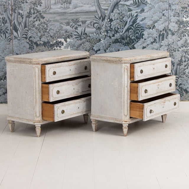 Pair of 19th C. Swedish Gustavian Painted Bedside Commodes For Sale - Image 12 of 18