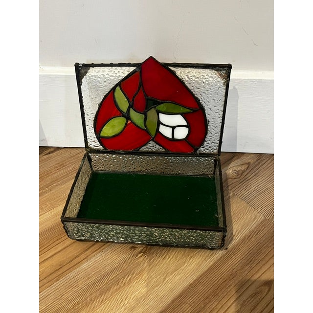 Late 20th Century Vintage Leaded Stained Glass Trinket Box For Sale - Image 5 of 15