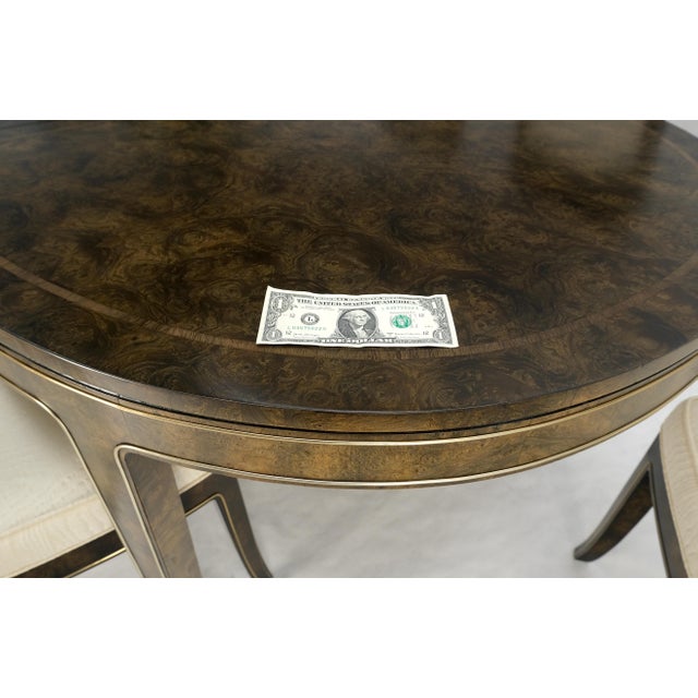 Mastercraft Dark Burl Walnut Oval 4x20" Leaves Dining Table 6 Chairs Set MINT For Sale - Image 9 of 17