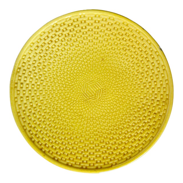 Vintage German Basket Weave Majolica Style Plate For Sale