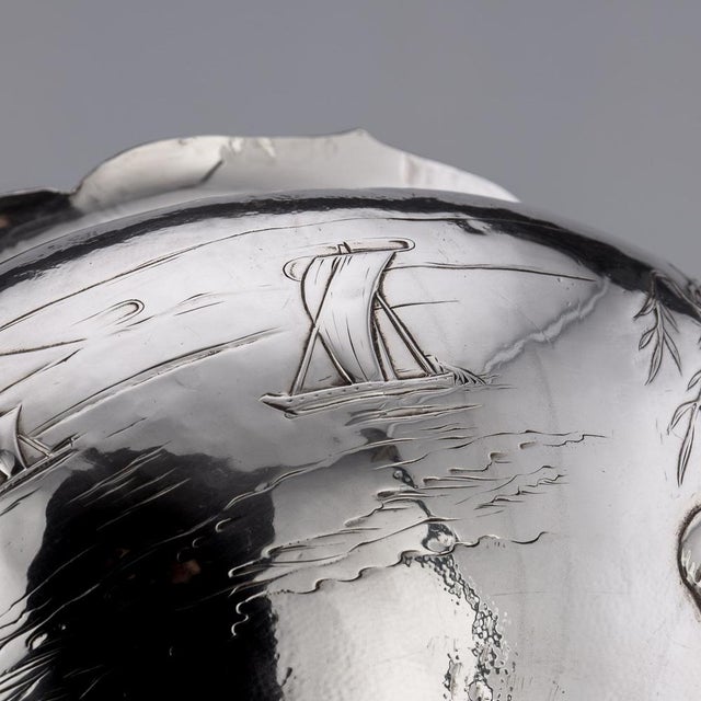 20th Century Japanese Meiji Solid Silver Fuji Mountain Bowl, 1900s For Sale - Image 9 of 18