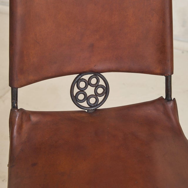 Rare French Iron Leather Accent Chair Attributed to Sido & François Thévenin, 1970s For Sale - Image 11 of 11