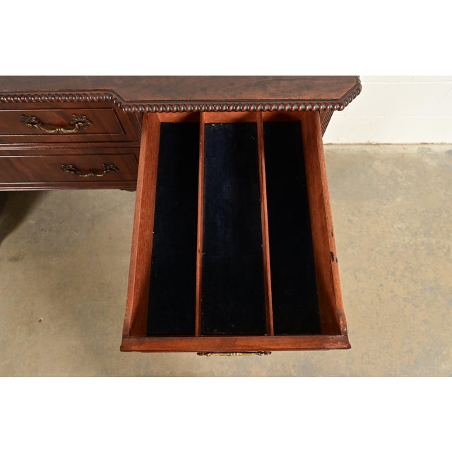 1940s Baker Furniture Style Chippendale Carved Flame Mahogany Sideboard Buffet, Circa 1940s For Sale - Image 5 of 13