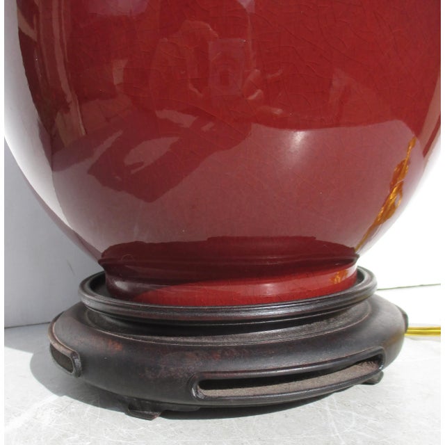 Chinese Vintage Oxblood Chinese Vase Lamp For Sale - Image 3 of 13
