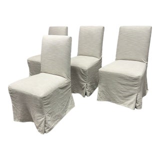 Crate & Barrel Addison Slipcovered Dining Chairs, Set of Four For Sale
