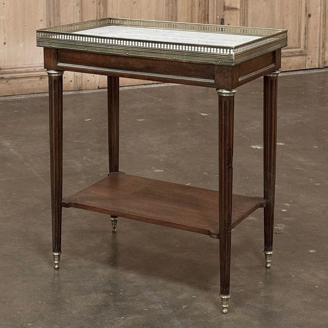 Louis XVI Mahogany Gallery Side Table With Carrara Marble Top For Sale - Image 4 of 17