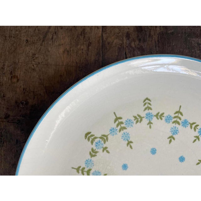 Mid 19th Century Round Blue Cornflower Platter by Stetson Creation Scandi Chic For Sale In Chicago - Image 6 of 8
