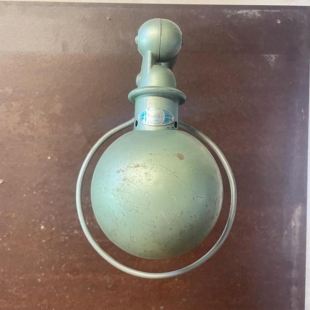 Small Vintage Green Arm Wall Light by Jean-Louis Domecq for Jielde, 1950s For Sale - Image 3 of 9