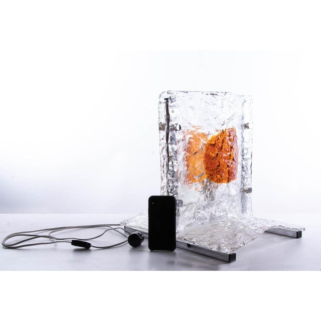 Table Lamp in Amber Murano Glass & Chrome from Toni Sugars & Mazzega, 1970s, Italy For Sale - Image 7 of 11