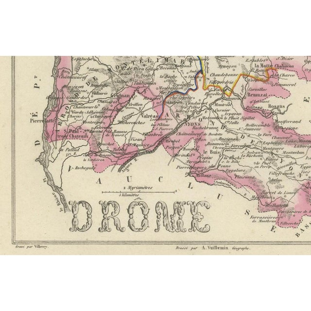 Map of Drôme France with Valence and Rhône Valley Wine Region, 1800s For Sale - Image 4 of 10
