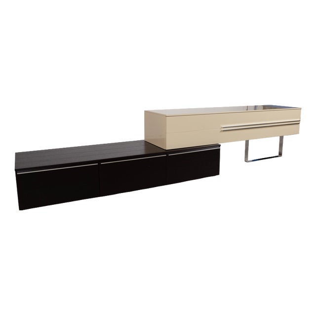 Cream and Black Wood and Chrome Sideboard from Misura Emme For Sale