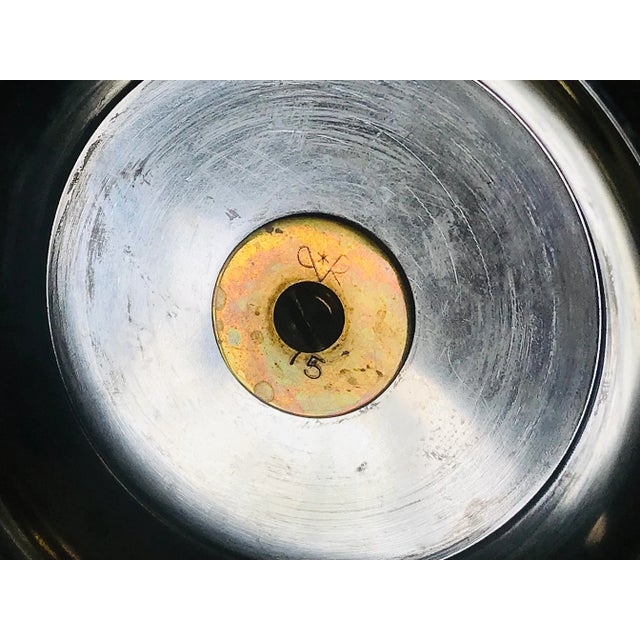 Metal Mid-Century Tommi Parzinger Polished Nickel Candlesticks - a Pair For Sale - Image 7 of 13