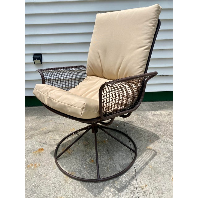 Vintage MidCentury Wire Mesh Swivel Chair and Ottoman Chairish