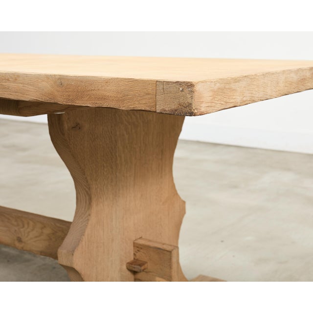 Country French Bleached Oak Farmhouse Trestle Dining Table 8 Ft For Sale - Image 10 of 18