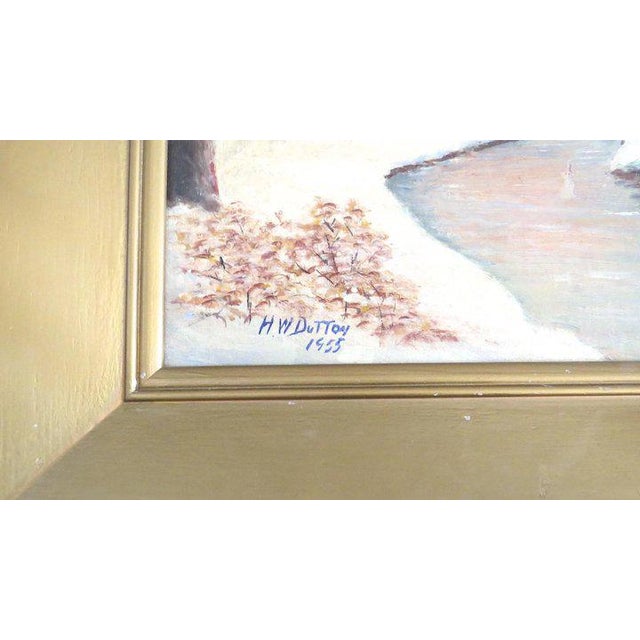 Traditional 1950s Winter Scene River Bed Oil Painting, Framed For Sale - Image 3 of 9