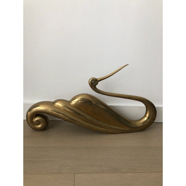 Dolbi Cashier 1980s Modernist Brass Swan Sculpture by Dolbi Cashier For Sale - Image 4 of 9