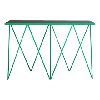 Giraffe Console Table with Natural Linoleum Top in Green by &New For Sale